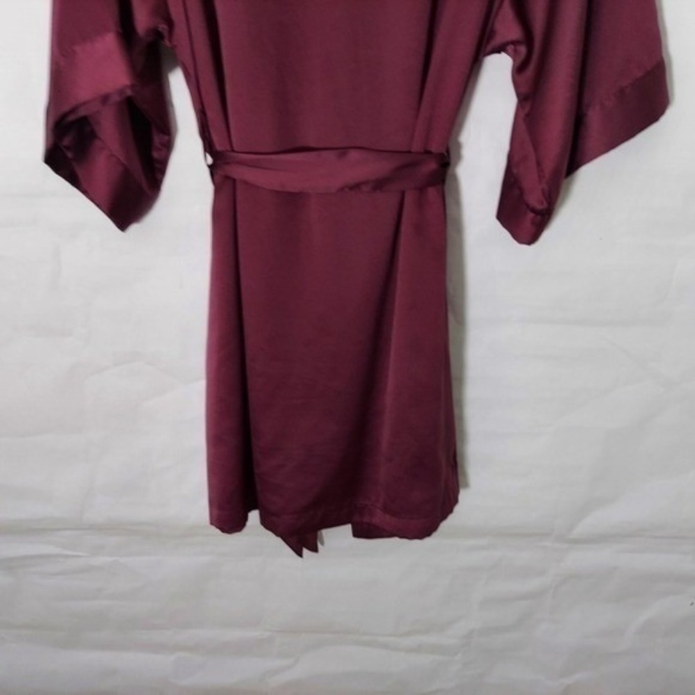 Victoria Secret Robe XS Purple Bridal Getting Ready Kimono Boudoir Satin Wrap - Picture 9 of 11